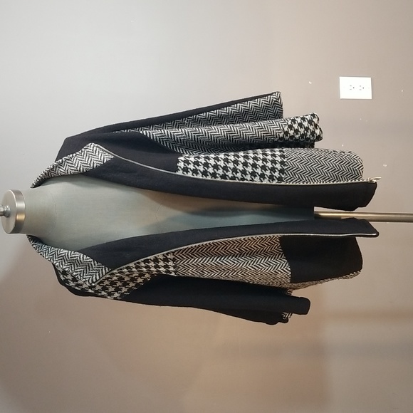 100% wool Katie Todd S/M jacket/cape/poncho type black grey patterned - Picture 9 of 12